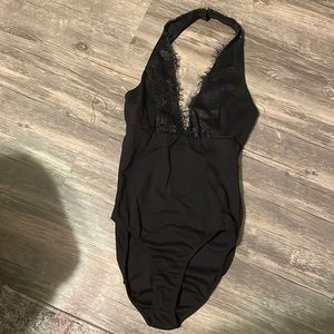 Last chance Black lace bodysuit halter